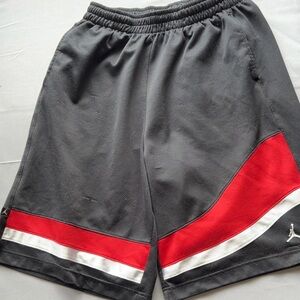 Jordan Men's Gray Shorts with Red and White Accents